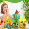 24 Pcs Dinosaur Party Favor Bags with Handles Dinosaur Birthday Party Supplies Dino Non Woven Goodie Bags Reusable Dinosaur Gift Bag for Kids Boys Girls Candy Goody Bags Birthday Decoration (Vivid)