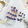 24Pcs Christmas Snowflake Press on Nails Short Square French Tips Fake Nails Blue Glitter Nail Tips Acrylic Nails with Rhinestone Design Christmas Glue on Nails for Women Winter Christmas Nails Decor