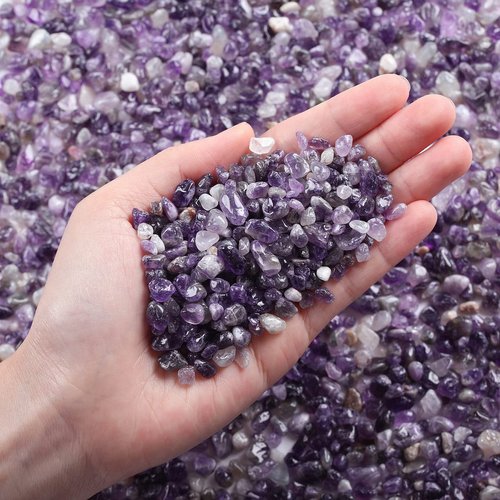 LAIDANLA Amethyst Crushed Stone Crystal Chips Bulk Natural Gemstones Healing Reiki Crystals Mini Quartz Vase Filler Aquarium Gravel 100g