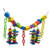 SunGrow Parrot Toy, 19" x 7.5", Colorful Wooden Beads and Metal Chain Link Hanger, Multicolored, 1 Pc per Pack