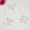 QUEOUNR Pearl Hair Clips, 3PCS Wedding Hair Pins Bridal Decorative Hair Accessories Head-piece for Brides Bridesmaid Prom Women Girls Silver,H27