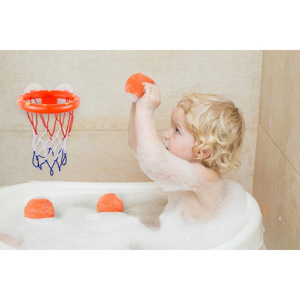 BRITENWAY Bath Toys - Bathtub Basketball Hoop for Kids w/ 3 Balls - BPA Free Plastic Toddler Bath Toys for Boys & Girls - Easy to Set Up Basketball Shooting Game w/Suctions Cups for Flat Surface