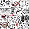 12 Sheets The Joker Tattoos, 4 Sheets Damaged Tattoo Joker Hand Halloween Face Makeup Kit, 8 Sheets Small Fake Temporary Tattoo Stickers Devil Death Skull Bat Spider Web Ghost Skeleton