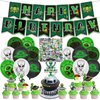 127 Pcs Alien Theme Birthday Party Supplies Include Alien Banner Balloons, Cake Topper, Cupcake Toppers, Stickers for Kids UFO Alien Birthday Party Decorations