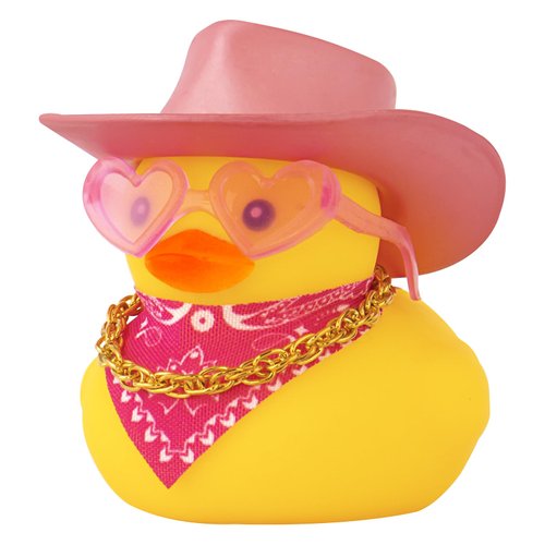wonuu Car Rubber Cowboy Duck, Yellow Ducks Decoration Dashboard with Cowboy Hat Necklace Sunglasses, Glitter Pink