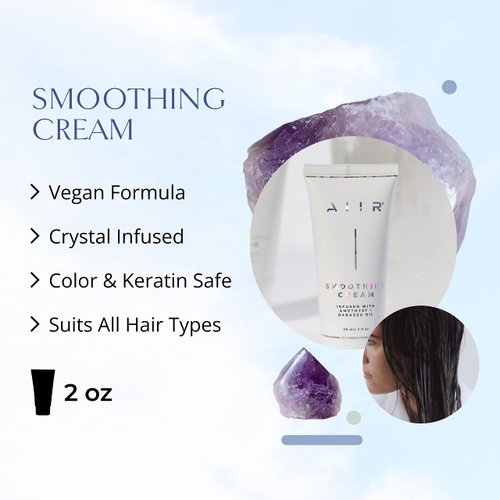 AIIR Smoothing Cream - Travel Silky & Shiny Hair Cream, Frizz Control, Heat Protectant, Blow Dry/Out Cream, 2 oz