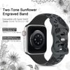 Sunnywoo Floral Engraved Band Compatible with Apple Watch Band 41mm 40mm 38mm 42mm 44mm 45mm 46mm 49mm Women, Sunflower iWatch Bands Soft Silicone Sport Strap for iWatch Series SE 10 9 8 7 6 5 4 3 2 1 Ultra