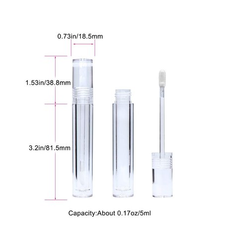 Lip Gloss Tubes with Wand Empty, 10 Pack 5ml Transparent Lip Gloss Containers, Clear Crystal Lip Gloss Tubes with Rubber Stoppers for DIY Lip Gloss