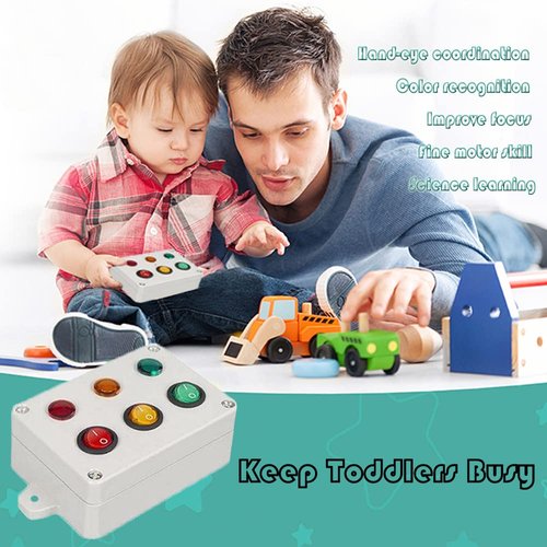 Montessori Busy Board Accessory for Toddlers,Led Light Switch Busy Board Parts Educational Early Education Child Toy DIY Accessory with Screw Interactive Sensory Toy for Toddlers Child Kids