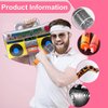 PLMMOUT 25 Pcs 80s 90s Party Decorations,Inflatable Boom Box,Inflatable Microphone,Gold Chain Balloons,Inflatable Mobile Phone,Inflatable Glasses,80s 90s Props Hip Hop Party Decorations