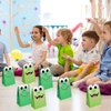 Leinuosen 25 Pcs Frog Party Favor Supplies Set Include Frog Party Paper Bags Candy Gift Bag and Frog Stickers for Kids Animal Lover Cute Cartoon Shower Frog Themed Birthday Party Decorations, Green