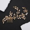 Rumtock Vintage Champagne Crystal Hair Comb Side Headpiece for Brides Women Banquet Jewelry Girls Prom Queen Hair Accessories (Champagne)