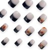 Black French Tips Press on Nails Short Square Thanksgiving False Nails 24Pcs Glossy White Curve Line Acrylic Fake Nails Gel Glue on Nails for Manicure Leaves Stick on Nails for Coquette Women Girls
