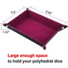 SIQUK Double Sided Dice Tray Folding Rectangle PU Leather and Dark Rose Red Velvet Dice Holder