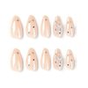 RikView Medium Press on Nails Almond Acrylic Nails Nude Nails with Rhinestones Glossy Full Cover Nails 24 PCs