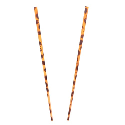 Women's 2 Hair Sticks Solid Straight Chopsticks 7.5 inches Long - Tortoise