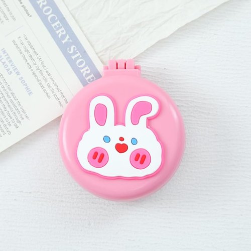 Pink Rabbits Travel Hair Brush Pocket Comb with Mini Mirror Portable Compact Folding Hair Brushes Round Mini Compact Massage Comb for Girls and Women, Styling Tools and Appliances, Hair Combs (2H965)