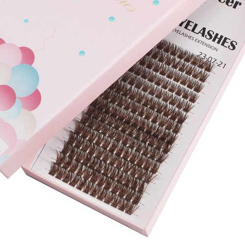 Bodermincer 180pcs D Curl Black/Brown 12-14-16mm Mixed/14-16-18mm Mixed Length EyeLashes Lash Cluster False Eyelashes (Brown, Brown 12-14-16mm Mixed)