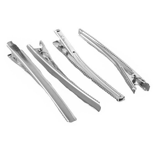 MAHAVIMOKSA 30pcs Skinny Alligator Hair Clips Metal Barrettes Hair Clips for Women and Girls DIY Craft (80mm, Silver)