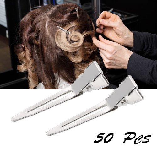 Mini Skater 50Pcs Metal Duck Bill Hair Clips 1.77Inch Small Alligator Clips for Women Retwisting Locs Pin Curls DIY Hair Bows Crafts Sewing Projects