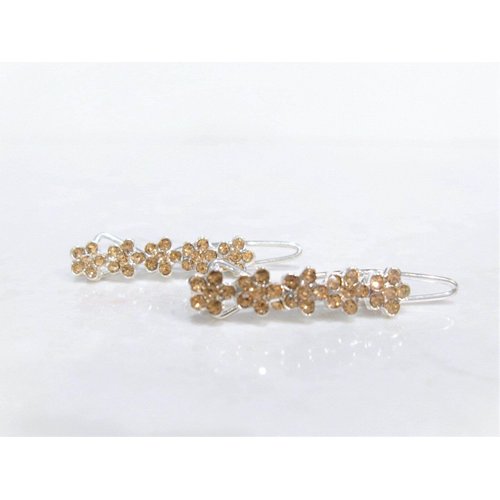 Generic Two small tiny gold crystal flower hair pin clip barrettes fine hair
