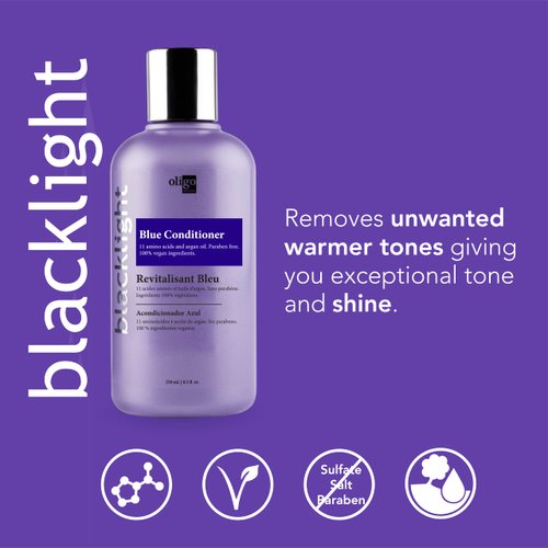 OLIGO PROFESSIONNEL - Blacklight Blue Conditioner - Anti Brassiness Hair Color - Sulfate-Free - Removes Brassy Tones - Repairs Damage Surface- 11 Amino Acids and Moisturizing Formula - 8.5oz
