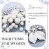 YBSHIN Pearl Bride Wedding Hair Comb Sliver Rhinestone Flower Hair Pieces Crystal Bridal Leaf Hair Accessories for Women and Girls
