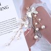 Allereyae Vintage Crystal Pearl Drop Earrings Pearl Bow Dangle Earrings Long Pearl Tassel Chain Earrings Cz Bow Stud Earrings Jewelry for Women