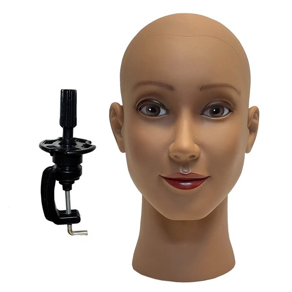 Ladella Beauty Cosmetology Wig Stand Block Bald Female Makeup Manikin Head for Wigs Making " not Styrofoam " Display Mannequin Head (DB-BALD+C)