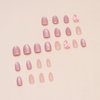 Hkanlre Pink Press on Nails Medium Bow Fake Nails Tips Full Cover Almond False Cute Nails for Women and Girls 24PCS