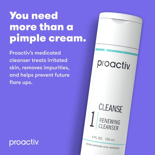 Proactiv - Benzoyl Peroxide Face Wash and Acne Treatment - Daily Facial Cleanser and Hyularonic Acid Moisturizer with Exfoliating Beads - 60 Day Supply, 4 Oz