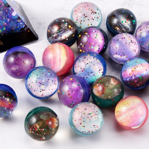 Pllieay 20PCS Bouncy Balls, Space Bouncy Balls Bulk 32mm Space Theme Bouncy Balls for Kids Party Favors, Gift Bag Fillers, Xmas Pinata Stuffers, Classroom Prizes and Pet Toys