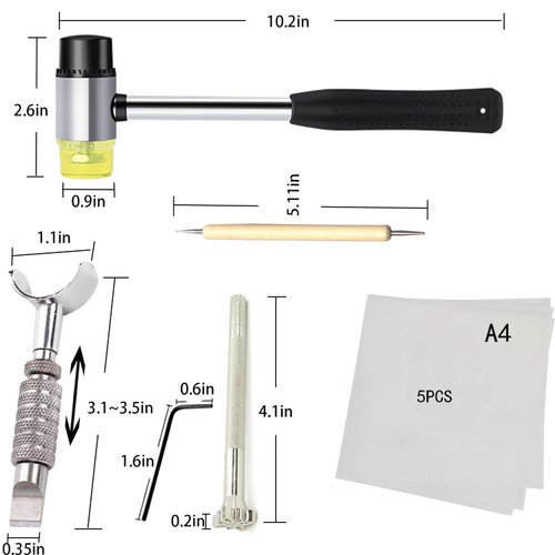 Leather Stamping Tools Kit,Leather Different Shape Saddle Making Stamp Punch Set,Leather Carving Tools Kit with Leather Working Hammer, Swivel Knife,Tracing Paper and Tracing Pen