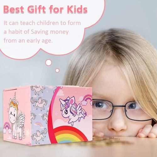 Piggy Bank Steal Coin Box Electronic Money Bank Cute Money Saving Box with Smart Voice Prompt, Great Gift for Boys Girls Kids in Birthday New Year Christmas (Lovely Unicorn)