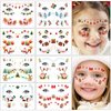 HIFANMM 8Pcs Christmas Fake Tattoos Xmas Cartoon Face Temporary Tattoos Santa Claus Gingerbread Xmas Reindeer Stockings Tattoo Stickers for Adults Kids Eye Makeup Kit for Face Decor Supplies