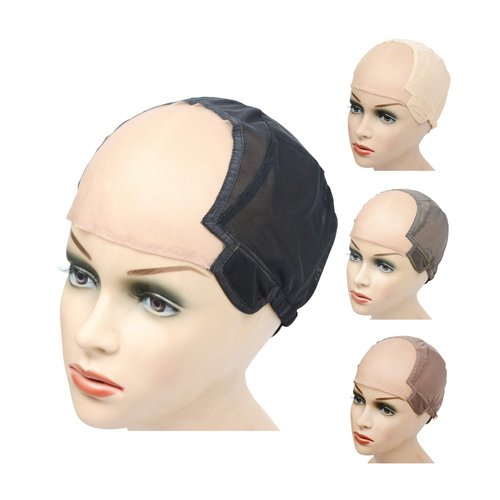 YANTAISIYU Wig Cap Stretch to Ear Wig Cap U Part Lace Wig Cap with Adjustable Straps for Women Wig Making (Black S 21 Inch)