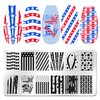 JERCLITY 6pcs Independence Day Nail Stamping Plates Patriotic Nail Stamping Kit 4th of July American Flag Stars Statue of Liberty Image Plates Nail Art Design Template Print Nail Stamper Kit for Women