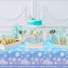 3 Pcs Snowflake Tablecloth, Snowflake Birthday Party Decorations Blue White Snowflake Disposable Plastic Rectangle Table Cover Winter Wonderland Snowflake Theme Birthday Party Supplies 70"x 43"