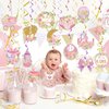 36 pcs Baby Shower Party Hanging Swirls Decor,Girls Ceiling Hanging Streamers for Girls Kids Gender Reveal Baby Shower Birthday Party Supplies Decoration