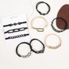 6Pcs Metal Chain Bracelet Hair Ties Elastic Hair Ring Ropes Hair Jewelry Accessories Ponytail Holders Bracelet Hair Ties With Beige Black Elastic, 3pcs Gold and 3pcs Silver