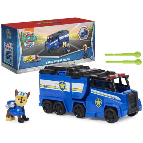 Paw Patrol, Big Truck Pup’s Chase Transforming Toy Trucks with Collectible Action Figure, Kids Toys for Ages 3 and up
