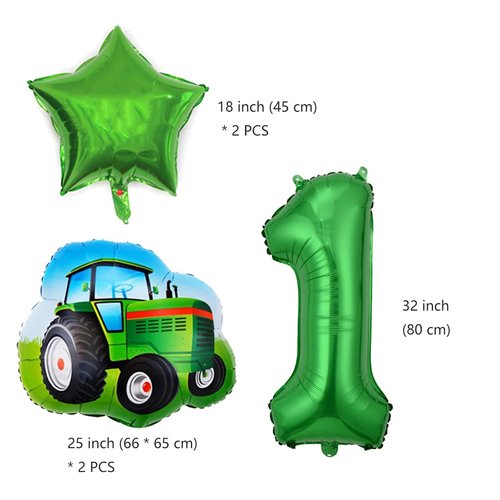 Daimay 23PCS Farm Green Tractor Birthday Decorations Tractor Party Supplies 2nd Happy Birthday Banner Farm Barn Tractor Balloon Green Number Foil Balloon Cake Toppers for Girls Boys Kids Baby Shower