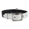 Black and White Genuine Leather Designer Dog Collar with Braids (10"-12" Neck)