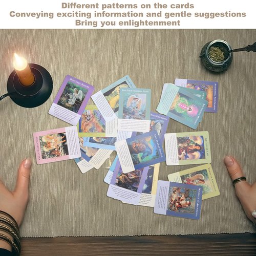 Tarot Cards, Angels of Abundance Oracle Cards 44 Cards Exquisite Light Weight Small Size Tarot Card Deck Safe and Eco Friendly Easy To Carry Durable
