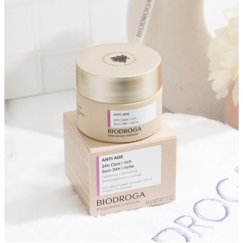 Biodroga Anti Age 24h RICH Face Cream (1.7 oz)- Firming, Smoothing, Anti Wrinkle, Lifting - with Instant Lift Complex & Q10 - NO Fragance, Colouring, Silicons, Mineral Oil, Parabens, Gluten, Lactose