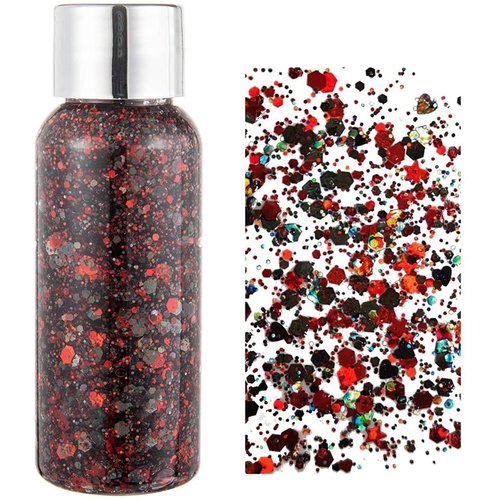 MAEPEOR Chunky Face Body Glitter Gel 19 Colors Mermaid Sequins Holographic Body Glitter Gel Long-Lasting Festival Makeup Glitter Paint for Face Body Hair Nails (30g, #008 Red)