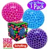 Nee-Doh Schylling Bubble Glob Groovy Glob! Squishy, Squeezy, Stretchy Stress Balls Blue, Pink & Purple Complete Gift Set Party Bundle - 3 Pack