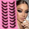 Mink Lashes Fluffy Wispy False Eyelashes 15mm Natural Thick Volume Fluffy Curl Fake Eyelashes 9 Pairs by Yawamica Black