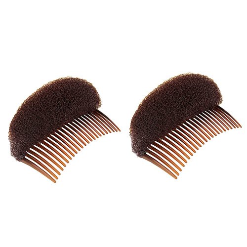 Ericotry Hair Comb, 2Pcs 3.3inch Charming Bump It Up Volume Inserts Sponge Foam Hair Stick Bun Maker Tool, Hair Base Styling Accessories, Hair Increasing Tool (Brown, Nylon, Black, Beige)