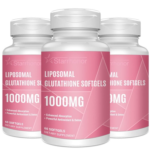 Starehonorr Liposomal Glutathione Softgels 1500MG, Reduced Glutathione Supplement with Vitamin C, Better Absorption, Non-GMO Powerful Antioxidant for Aging Defense, Immune System, 180 Softgels